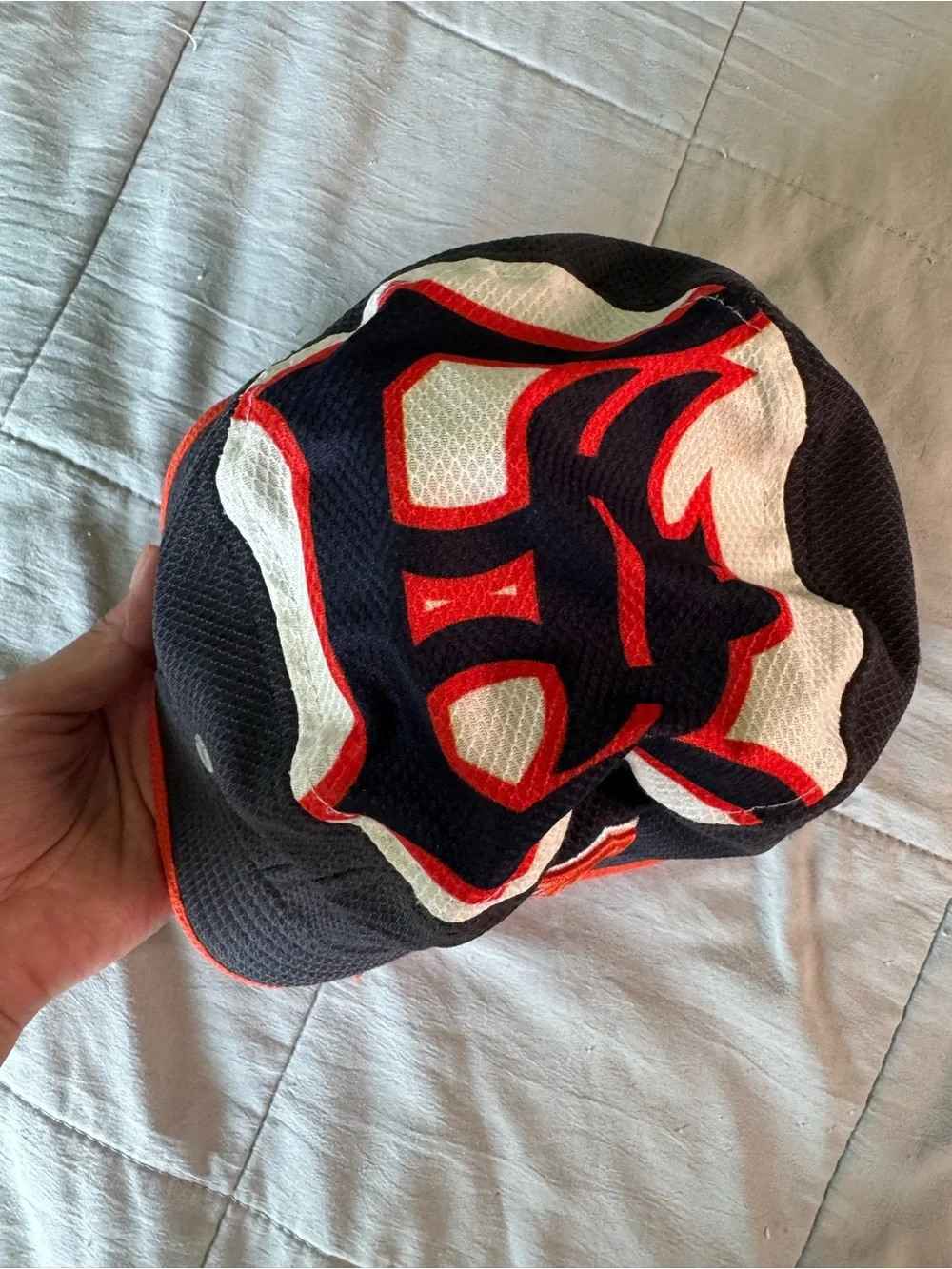 New Era Navy and Orange Kids Bucket Hat with Embroidered D
